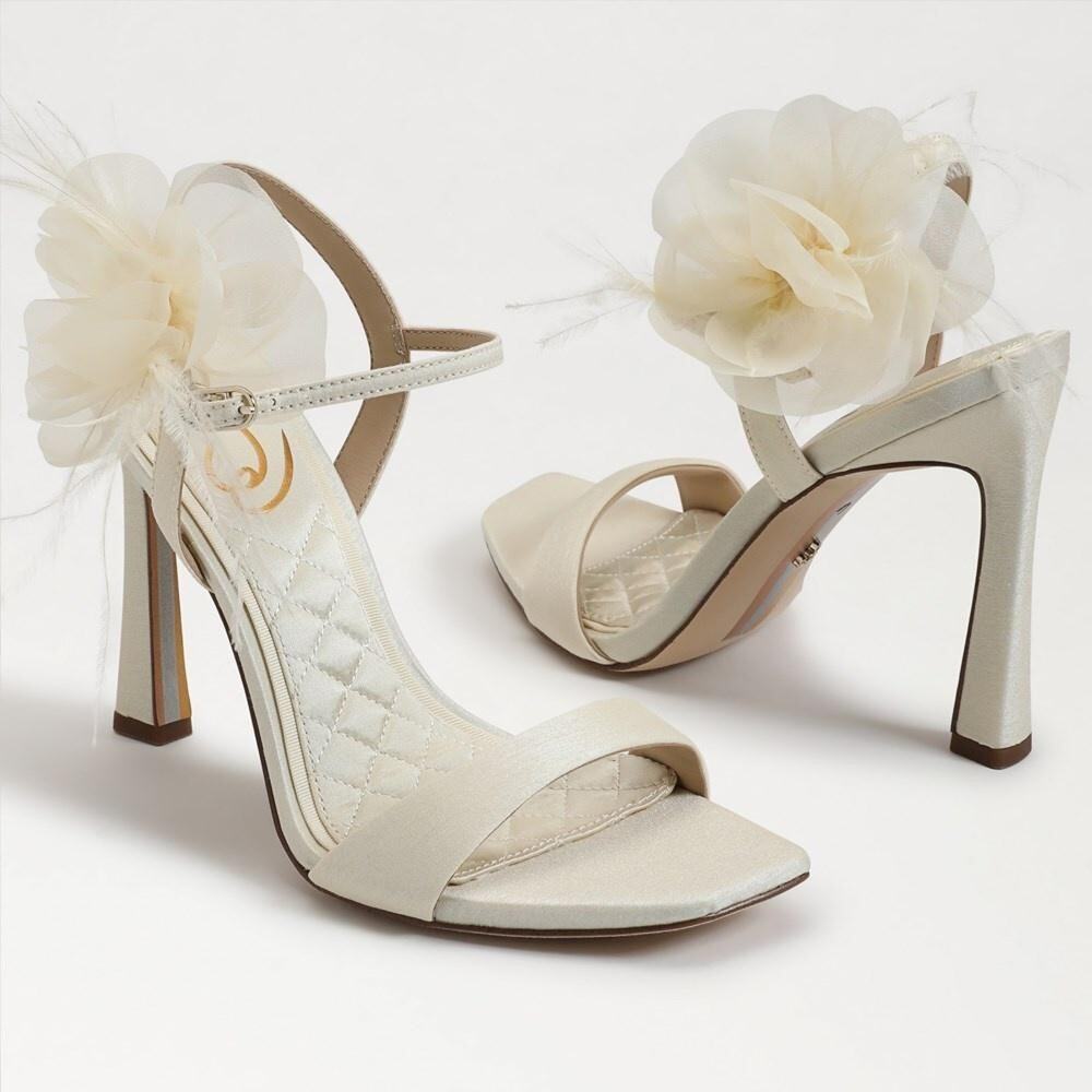 Sam Edelman Leana Pearl Shoes Women's Size 9.5 Ivory Silk Floral Heels Bridal - Picture 1 of 9